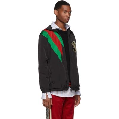 gucci embroidered contrast stripe logo track jacket|gucci tracksuits for men.